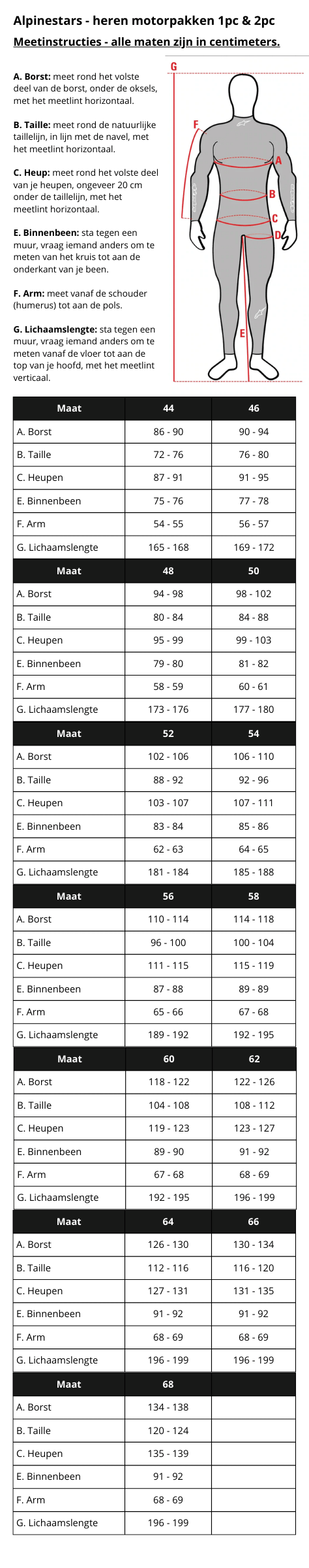 Size chart